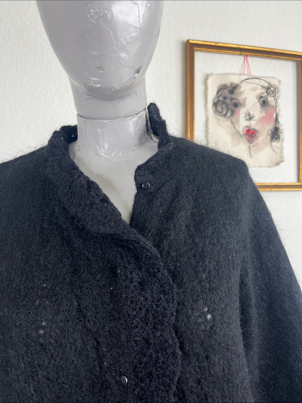 Sezane Gilet Angie Noir Kid Mohair Cardigan Sweater - Picture 4 of 14